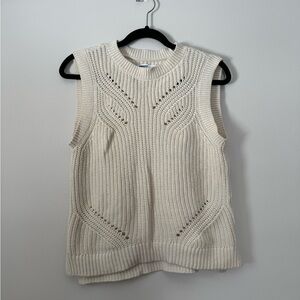 Cream Sleeveless Knit Sweater
